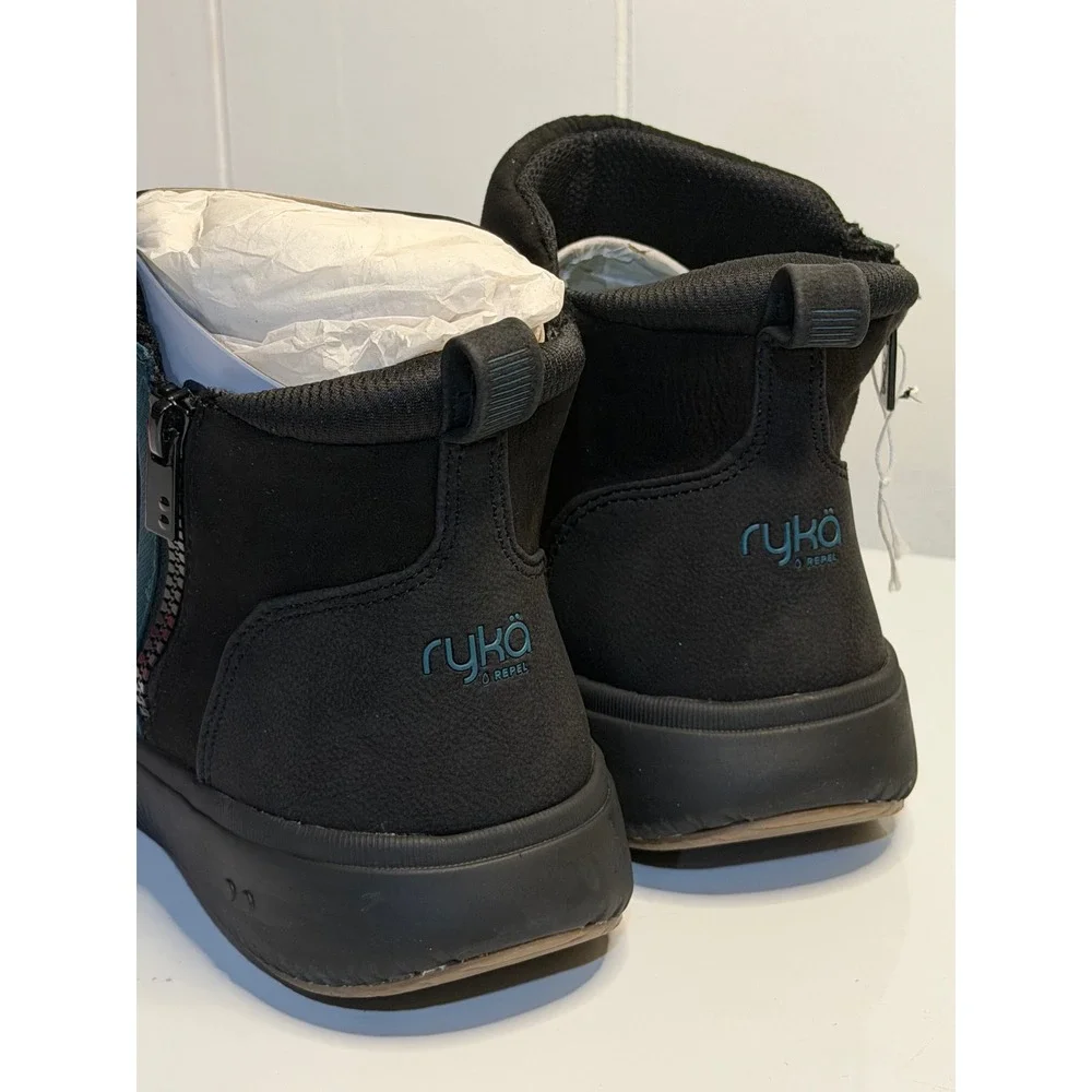 Ryka Paragon‎ Water-Repellent Side-Zip Boots Black Quilted Wide Ankle Women 9W